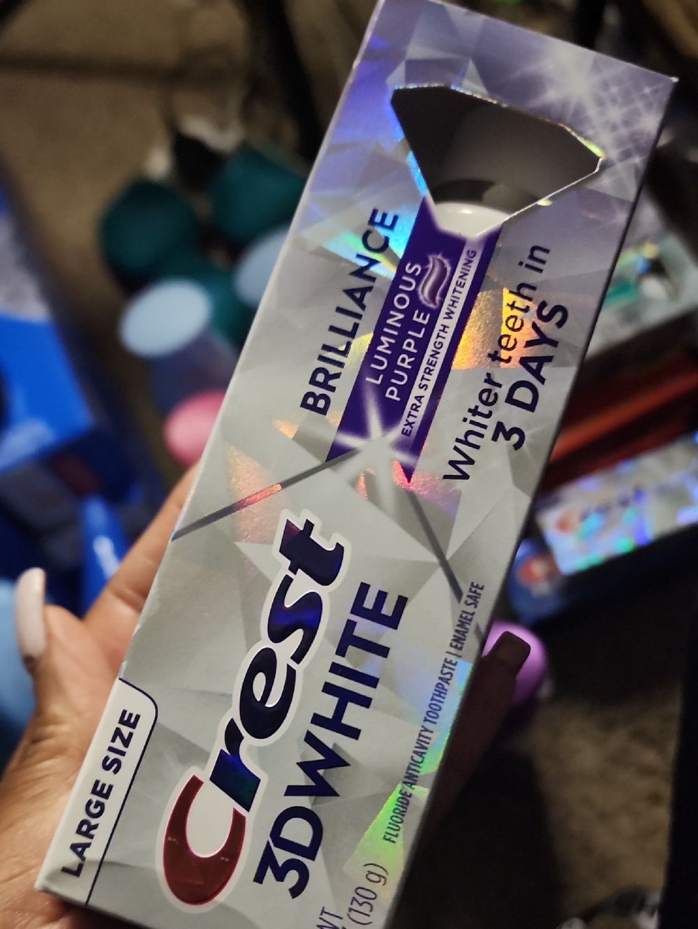 Crest 3D White Brilliance Luminous Purple Toothpaste Packaging